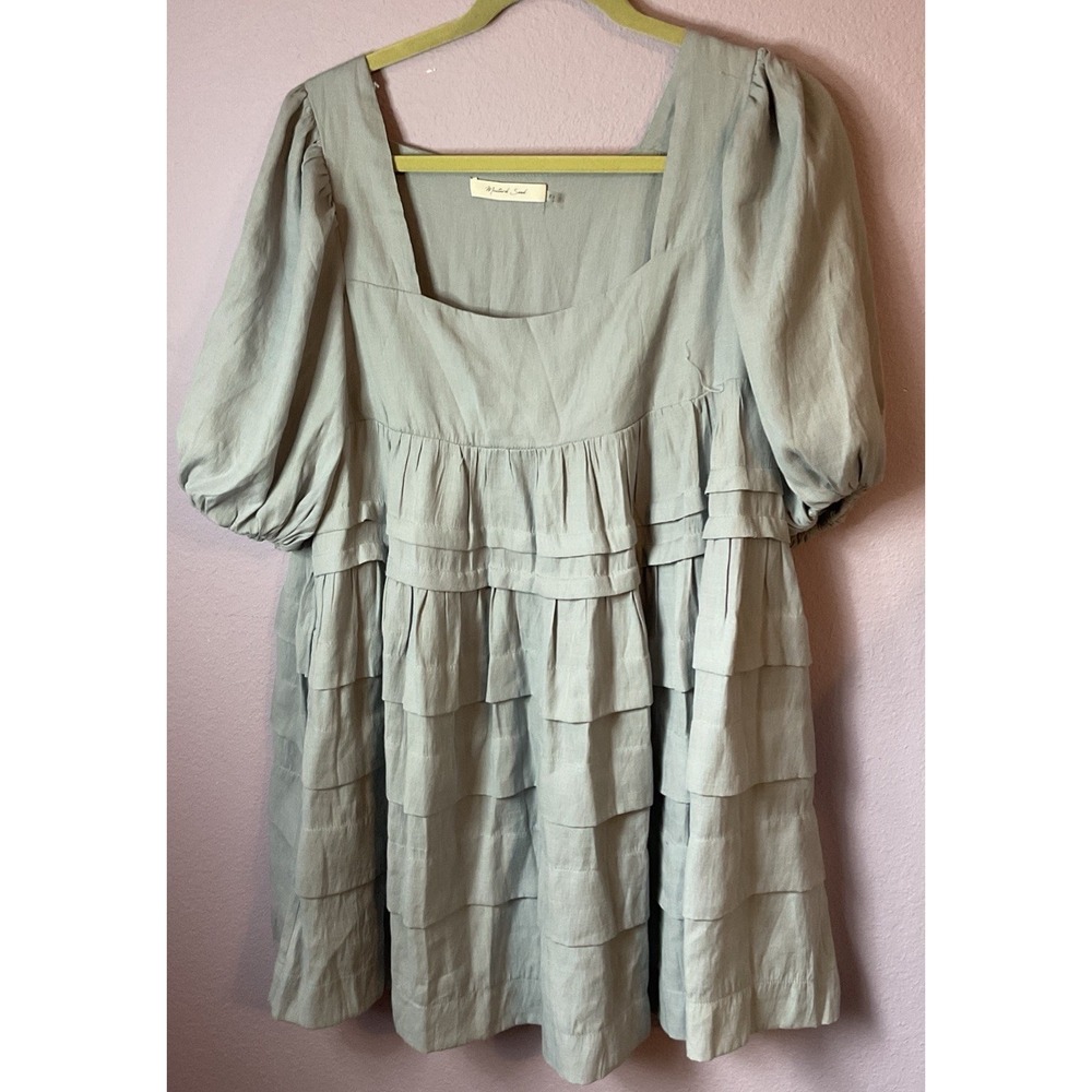 Mustard Seed Dusty Light Blue Short Ruffled Dress Size‎ Medium